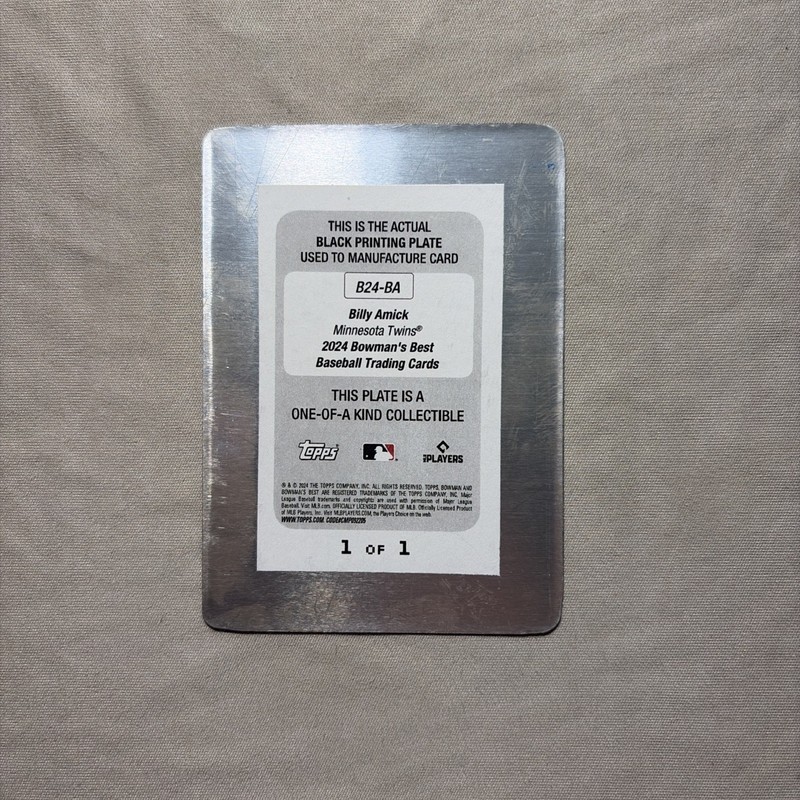 2024 Bowman’s Best Billy Amick Black Printing Plate 1/1 Auto view 2