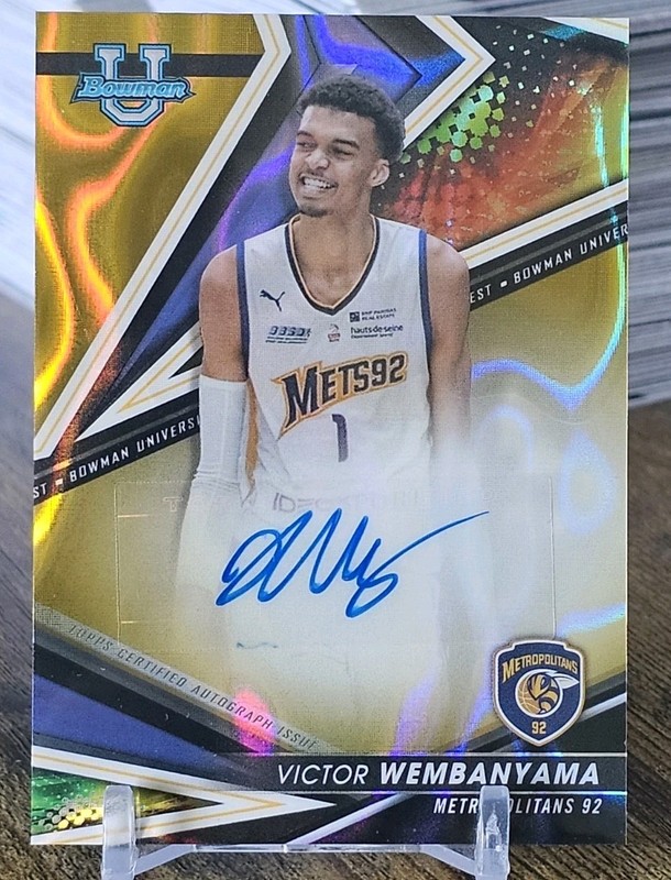 Victor Wembanyama 2022-23 RC Auto /75 Bowman University Best GOLD Lava Prizm