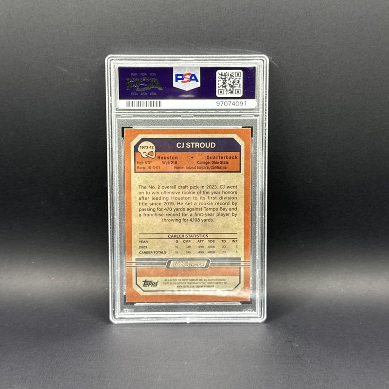 2023 Topps Composite CJ Stroud 1973 Topps FB Chrome Rookie #12 PSA 10 Gem Mint view 2