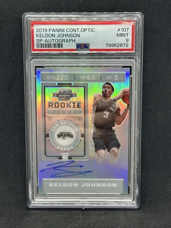 2019-20 Panini Contenders Optic Keldon Johnson Rookie Ticket Auto SP PSA 9 Holo