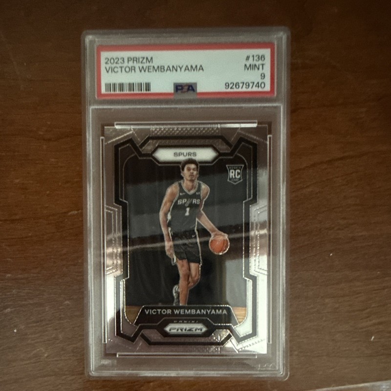 Panini 2023-24 Prizm Rookie Victor Wembanyama #136 Spurs Base PSA 9 view 2