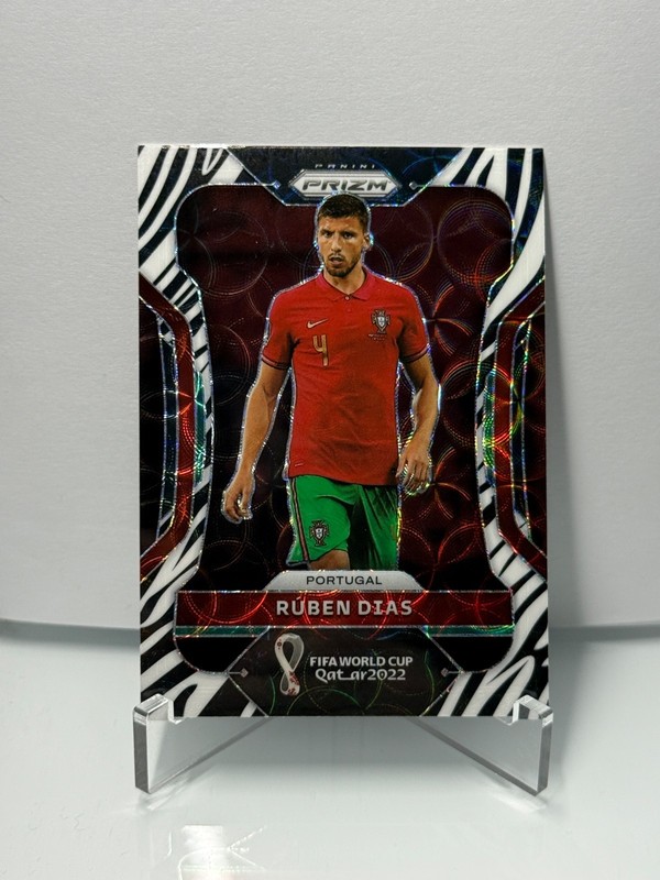 2022 Panini World Cup Prizm Zebra Prizm SSP #183 Ruben Dias Portugal
