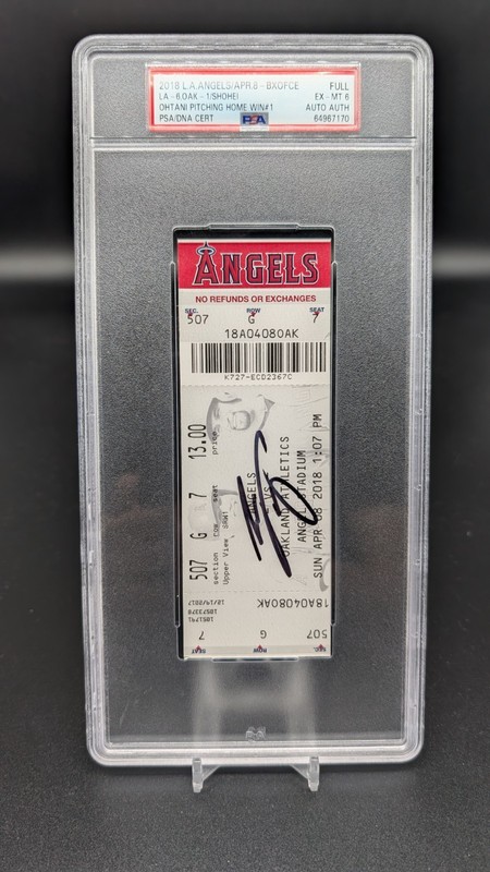 2018 SHOHEI OHTANI First MLB Pitching Career Win Signed AUTO Full Ticket 4/8/18