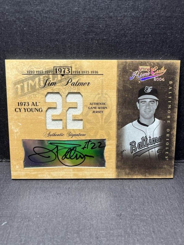 Jim Palmer Auto 2004 Playoff Prime Cuts Game Worn Jersey Orioles HOF /22