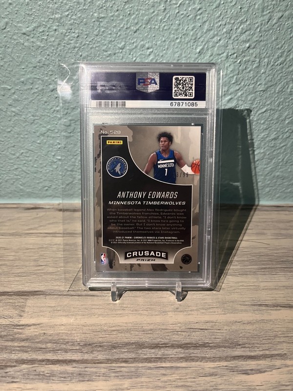 2020 Chronicles ANTHONY EDWARDS CRUSADE BLUE /99 PSA 10! T-WOLVES COLOR MATCH!!! view 2