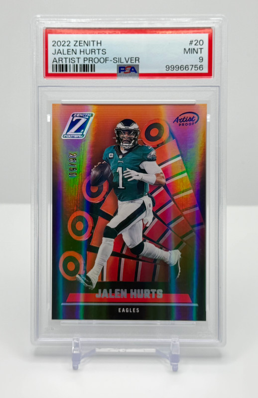 2022 Panini Zenith Football Artist Proof Silver Jalen Hurts #26/50 PSA 9