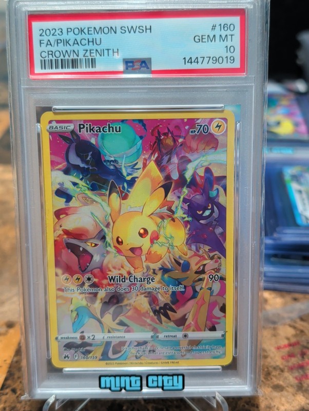2023 POKEMON SWORD & SHIELD CROWN ZENITH #160 FULL ART/PIKACHU PSA 10