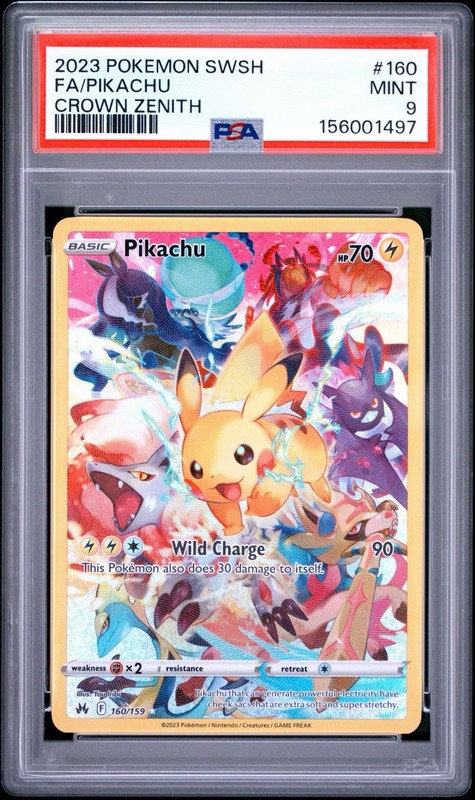 2023 Pokemon Pikachu #160 SWSH: Crown Zenith Secret Rare PSA 9 Mint