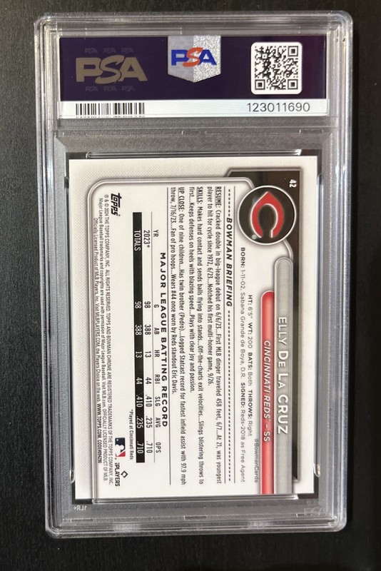 2024 Bowman Chrome Elly De La Cruz Mega Box Mojo Refractor RC PSA 9 Mint view 2