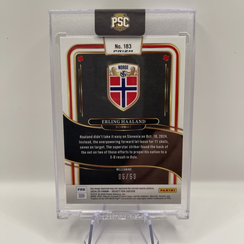 2024-25 Panini Select FIFA Mezzanine Red Wave Prizm /59 Erling Haaland #183 04ae view 2