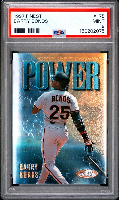 1997 Finest #175 Barry Bonds Rare Gold PSA 9 view 1
