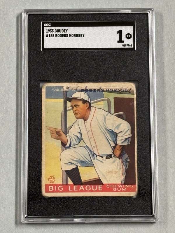 1933 Goudey Rogers Hornsby #188 HOF Browns SGC 1