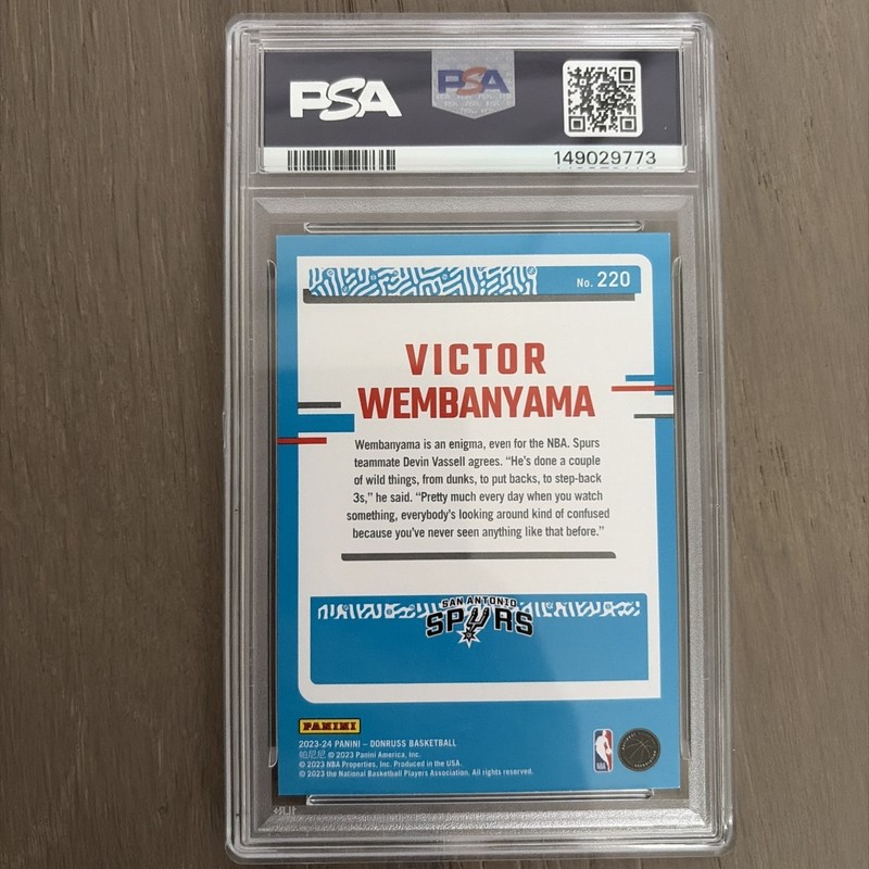 2023-24 Donruss Victor Wembanyama Red Rated Rookie RC #220 PSA 8.5 Spurs view 2