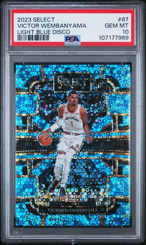 2023 Panini Select Victor Wembanyama /99 Light Blue Disco Rookie PSA 10 
