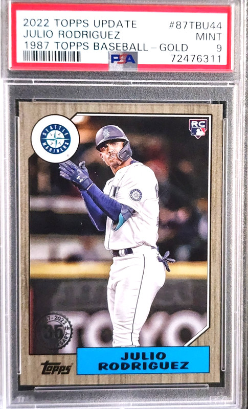 JULIO RODRIGUEZ  2022 TOPPS UPDATE ROOKIE 1987 TOPPS GOLD /75 PSA 9 SEATTLE
