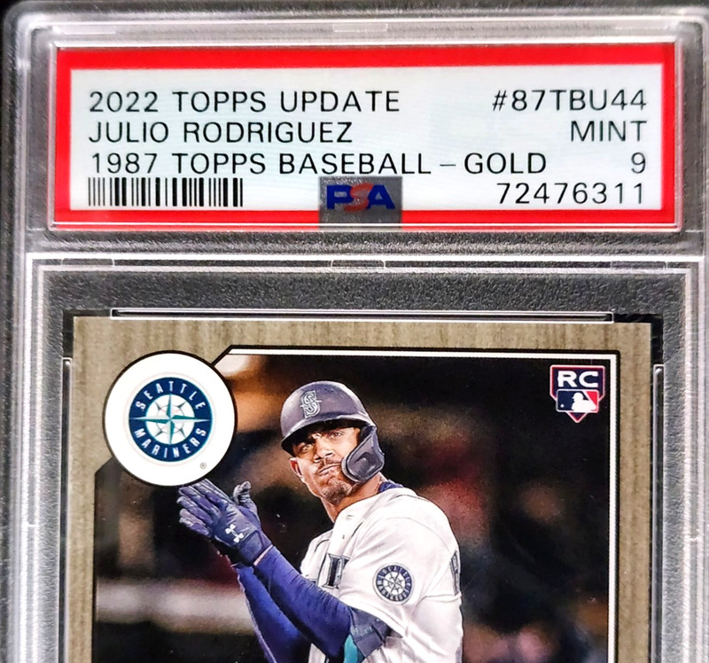 JULIO RODRIGUEZ  2022 TOPPS UPDATE ROOKIE 1987 TOPPS GOLD /75 PSA 9 SEATTLE view 2