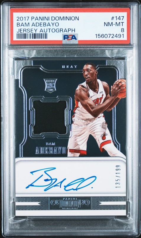 Bam Adebayo 2017 Panini Dominion Jersey Auto Rookie Card #147. /199 PSA 8 NM-MT