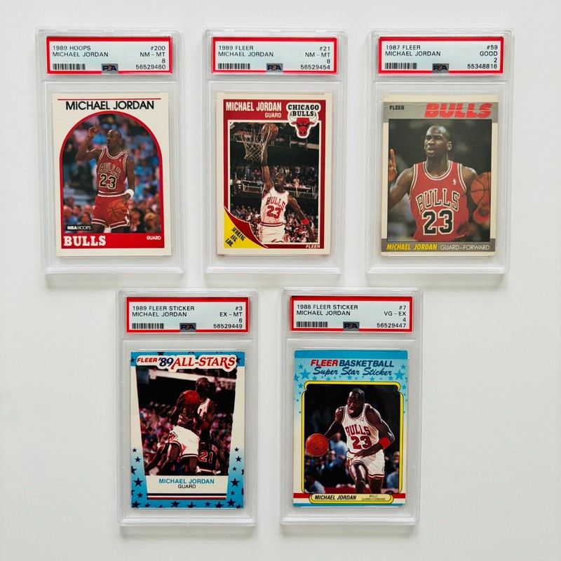 Michael Jordan Graded Card Lot 5 Vintage PSA 1987 Fleer 59 1989 Hoops