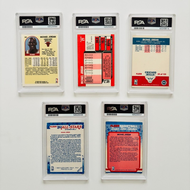 Michael Jordan Graded Card Lot 5 Vintage PSA 1987 Fleer 59 1989 Hoops view 2