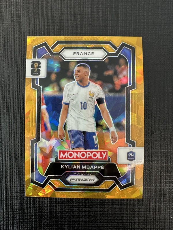 2026 FIFA World Cup Panini Prizm Monopoly Kylian Mbappe Gold Cracked Ice Prizm 7