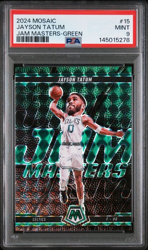 2024-25 Panini Mosaic Jayson Tatum Green Prizm Jam Masters 15 Celtics PSA 9 Mint