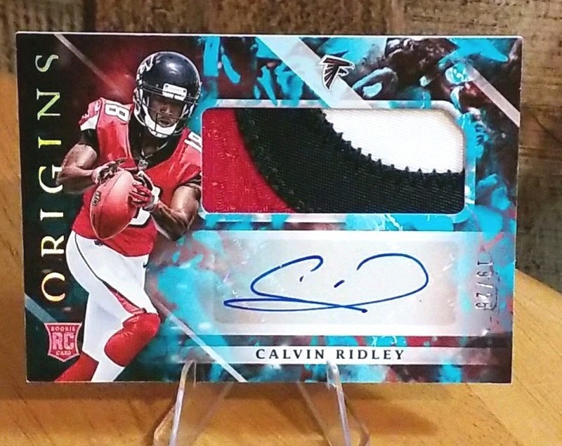 2018 Panini Origins - Calvin Ridley Rookie 3-Color Patch Auto Turquoise /25 #106