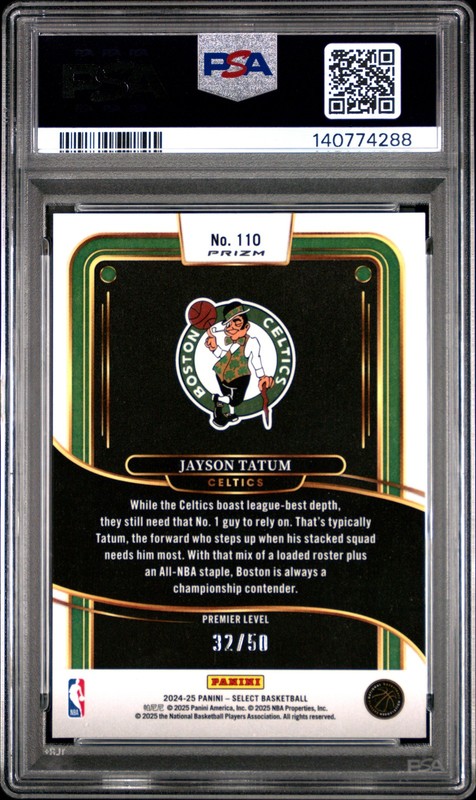 Jayson Tatum /50 2024 Panini Select Green Wave #110 PSA 9 Celtics view 2