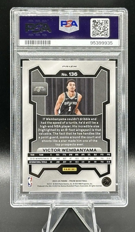 PSA 9 Victor Wembanyama 2023-24 Orange Ice Prizm RC view 2