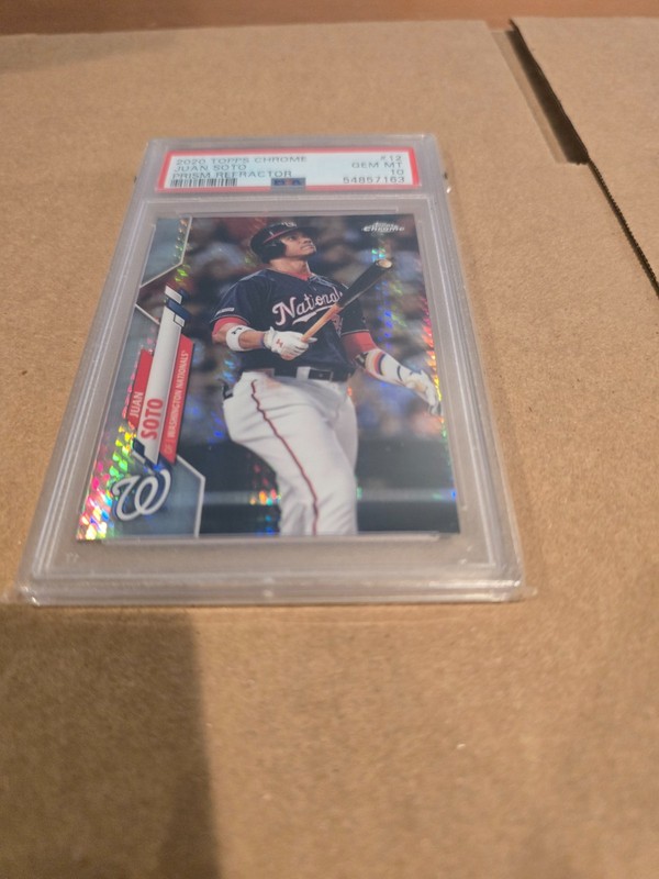 2020 Topps Chrome - Juan Soto #12 Prism Refractor - PSA 10 GEM MT Nationals view 2