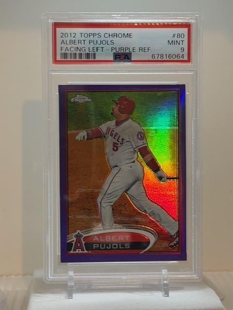 2012 Albert Pujols Facing left purple refractor PSA 9