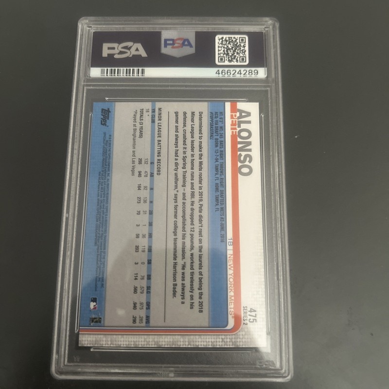 2019 Topps Pete Alonso #475 RC PSA 10 view 2