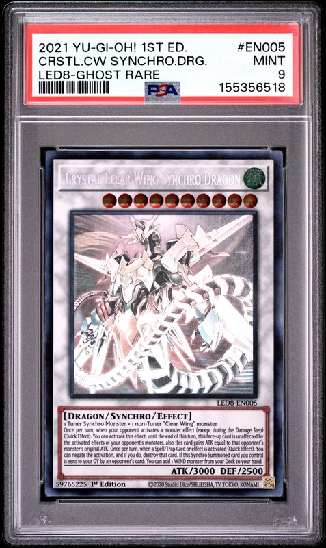 Crystal Clear Wing Synchro Dragon LED8-EN005 1st Ed-ghost Rare Yugioh PSA 9 *518