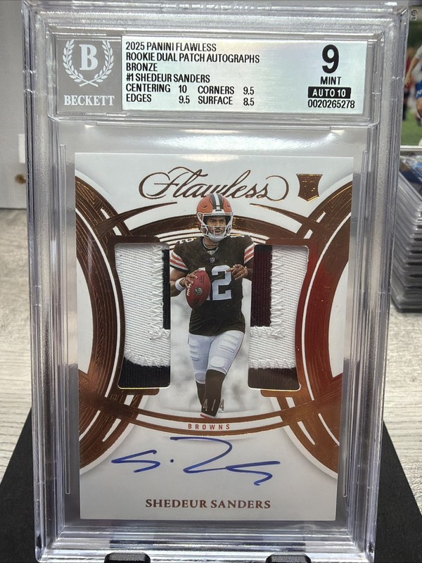 2025 Panini Flawless Shedeur Sanders Rookie Patch Auto /4 BGS 🔥🔥🔥 resubmit?￼