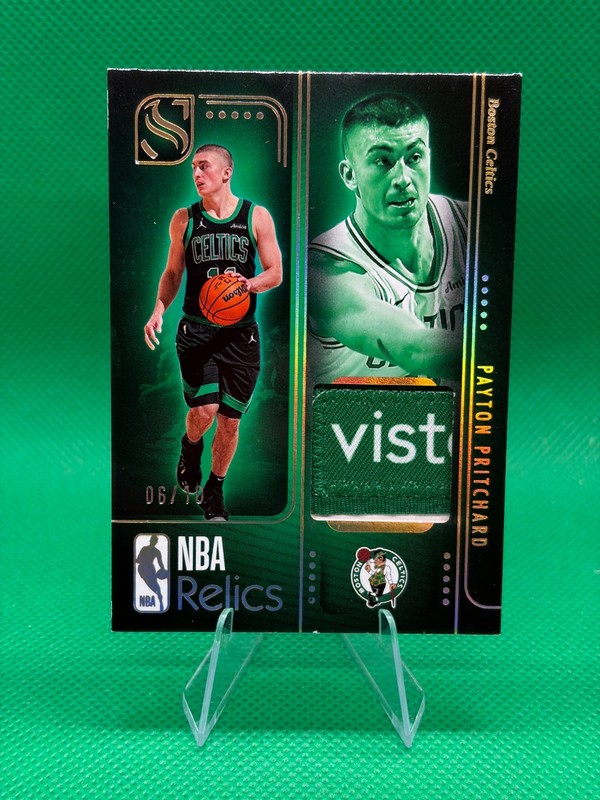 2024-25 Panini Silhouette Payton Pritchard Game Use VIstaprint /10 Sponsor Patch