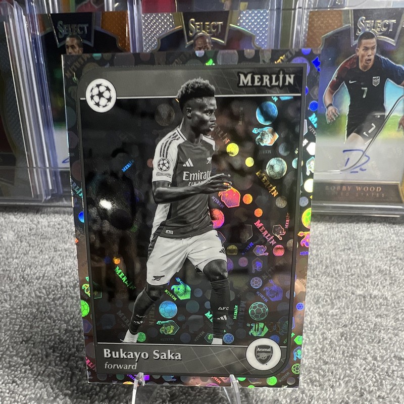 2025 Topps Merlin UCC Bukayo Saka Black and White Vintage Refractor /35 Arsenal