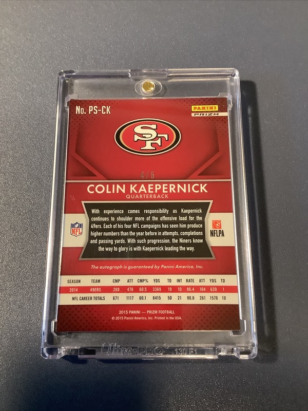 2015 Colin Kaepernick Gold AUTO Prizm 4/5 RARE 49ers view 2