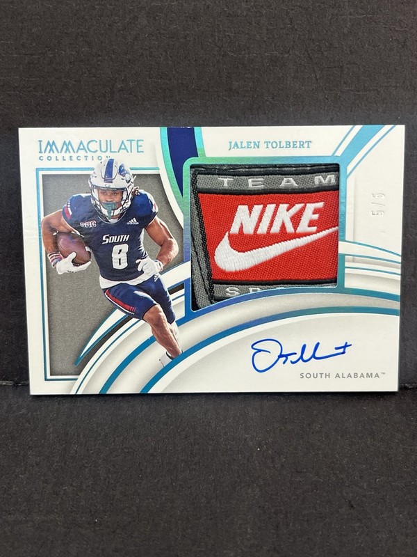 2022 Immaculate Jalen Tolbert Auto Patch RC Nike Laundry Tag 5/5 South Alabamap
