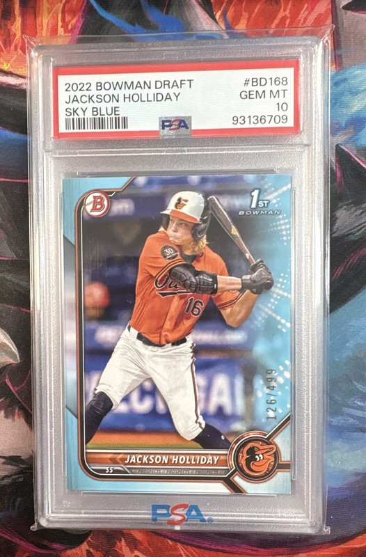 2022 Bowman Draft - Jackson Holliday #BD-168 Sky Blue /499 (RC) PSA 10 GEM