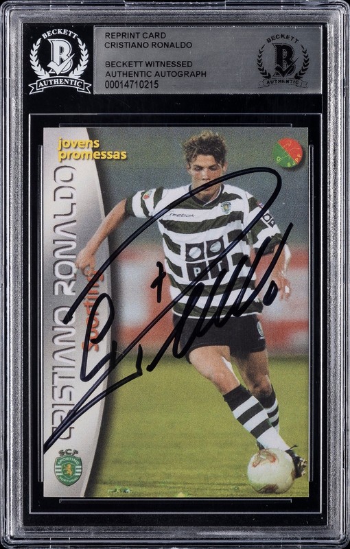 2002-03 Panini Cristiano Ronaldo #137 Mega Craques REPRINT RC Auto Beckett BAS