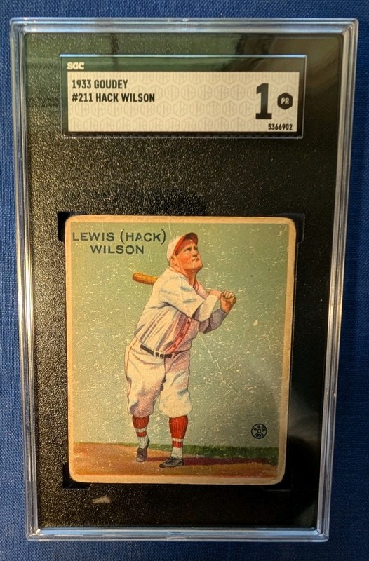 1933 Goudey #211 Hack Wilson RC SGC 1 HOF 191 RBI Clean
