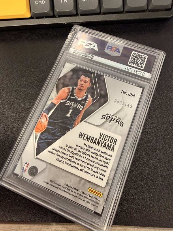 Panini Phoenix Victor Wembanyama Rookies Green Ice #256 /149 PSA 9 Spurs view 2
