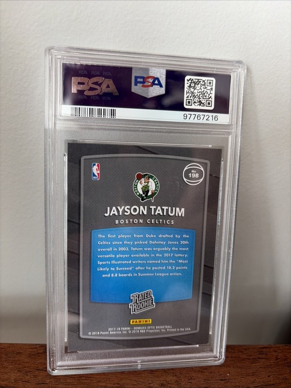 2017-18 Panini Donruss Optic Rated Rookie Jayson Tatum #198 PSA 9 view 2