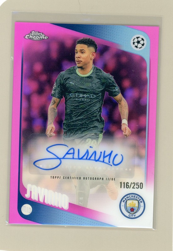 25/26 Topps Chrome UEFA Savinho Pink Refractor Auto /250 Man City