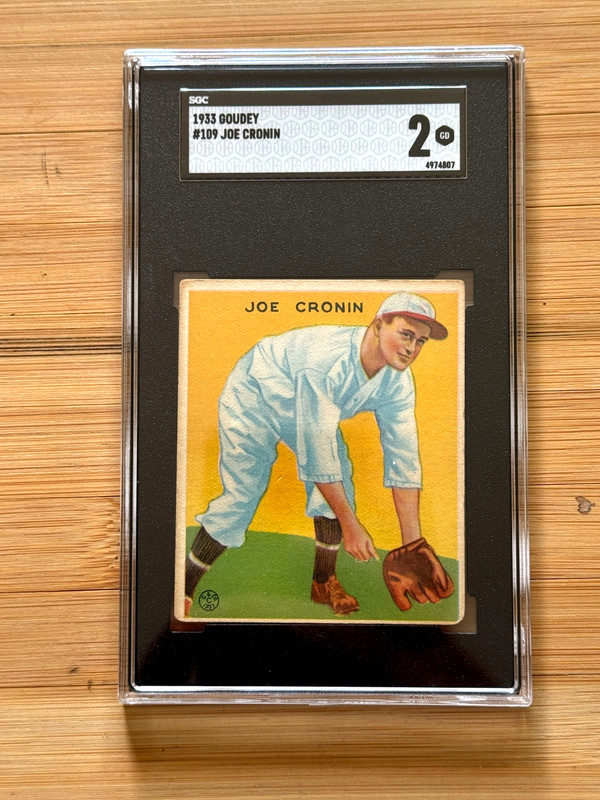 1933 GOUDEY #109 JOE CRONIN SGC 2 WASHINGTON SENATORS HOF