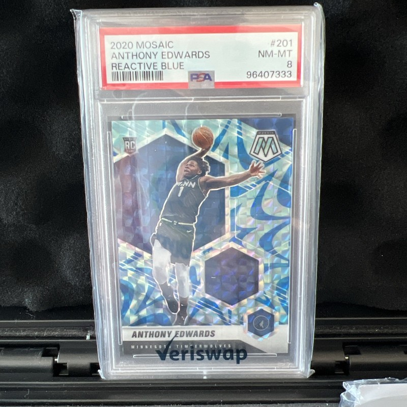 2020 ANTHONY EDWARDS MOSAIC REACTIVE BLUE ROOKIE RC #201 PSA 8