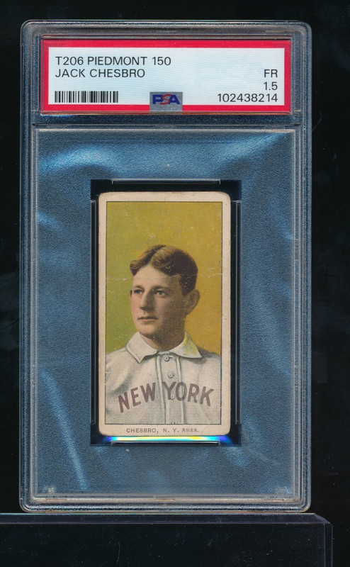 1909 T206 Piedmont 150 Portrait Jack Chesbro PSA 1.5 centered strong eye appl