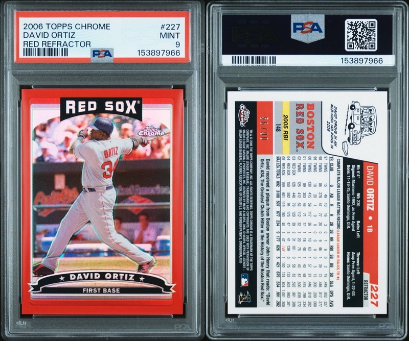 2006 Topps Chrome #227 David Ortiz Red Refractor /90 PSA 9 Mint POP 3 No 10s