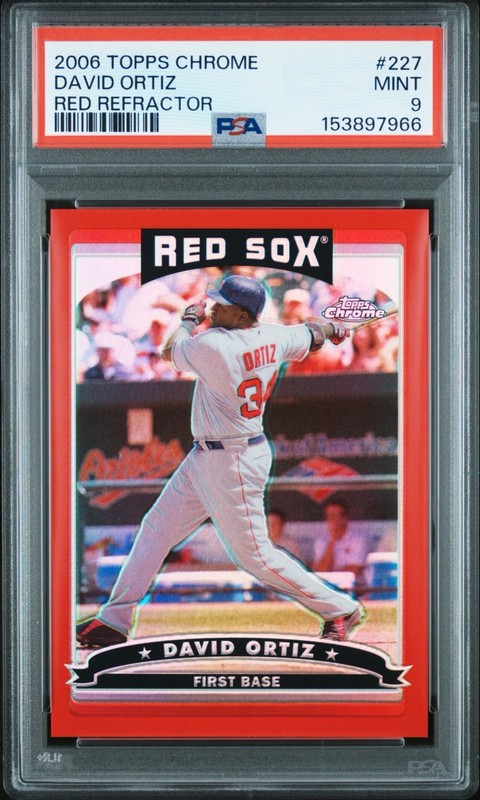 2006 Topps Chrome #227 David Ortiz Red Refractor /90 PSA 9 Mint POP 3 No 10s view 2