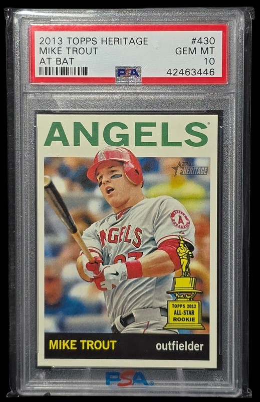 2013 Topps Heritage #430 Mike Trout At Bat Variation Rookie Cup PSA 10 Angels 🔥