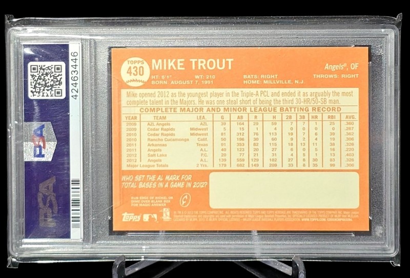 2013 Topps Heritage #430 Mike Trout At Bat Variation Rookie Cup PSA 10 Angels 🔥 view 2